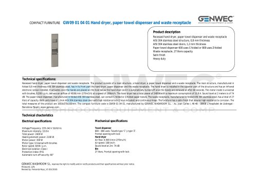 GW09 01 04 01 Hand dryer, paper towel dispenser and waste receptacle