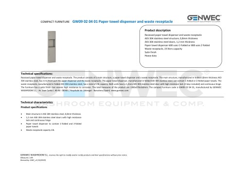 GW09 02 04 01 Paper towel dispenser and waste receptacle