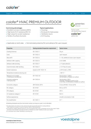Data sheet colofer® HVAC PREMIUM OUTDOOR