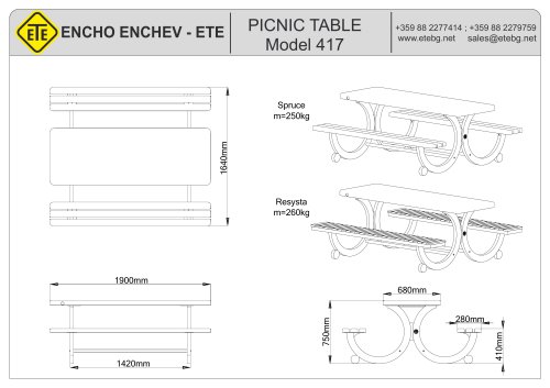 PICNIC TABLE Model 417