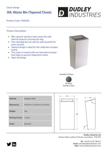 30L Waste Bin (Tapered Chute)