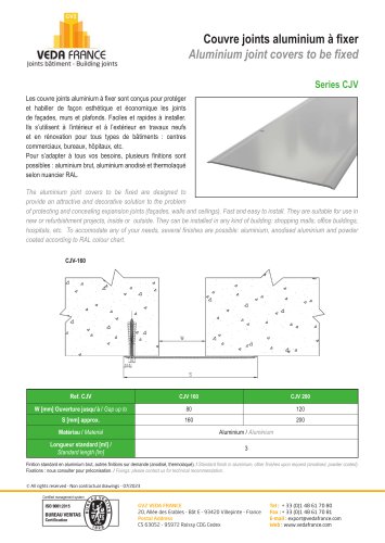 Aluminium joint covers to be fixed - CJV