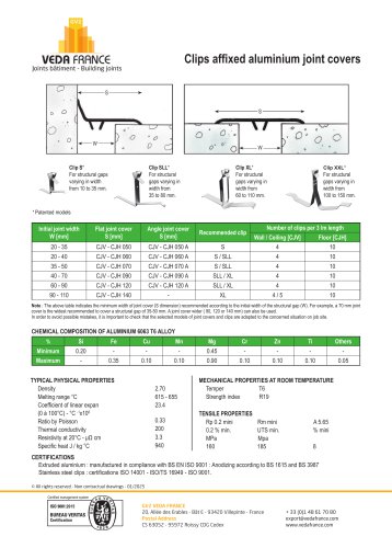 Clips affixed aluminium joint covers