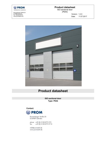 Product datasheet - ISO sectional door (PDAI)