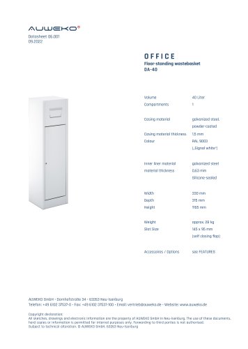 Datasheet AUWEKO Office DA-40