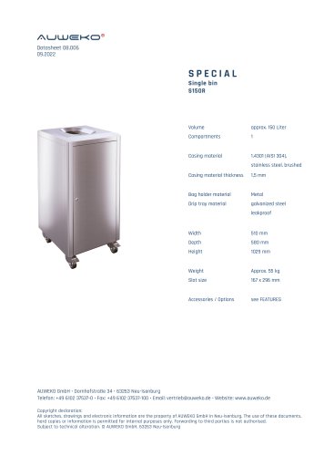 Datasheet AUWEKO SKYLINE S150-R