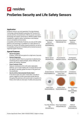 ProSeries Security and Life Safety Sensors