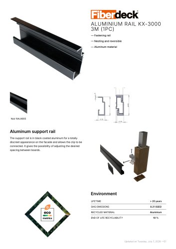 Aluminium rail KX-3000 3m