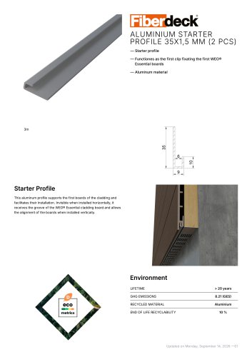 Aluminium starter profile 35x1,5 mm