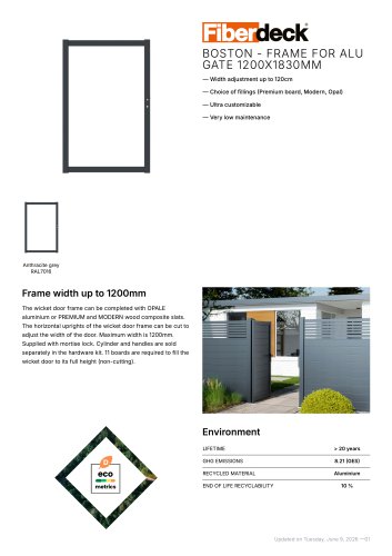 BOSTON - Frame for alu gate 1200x1830mm