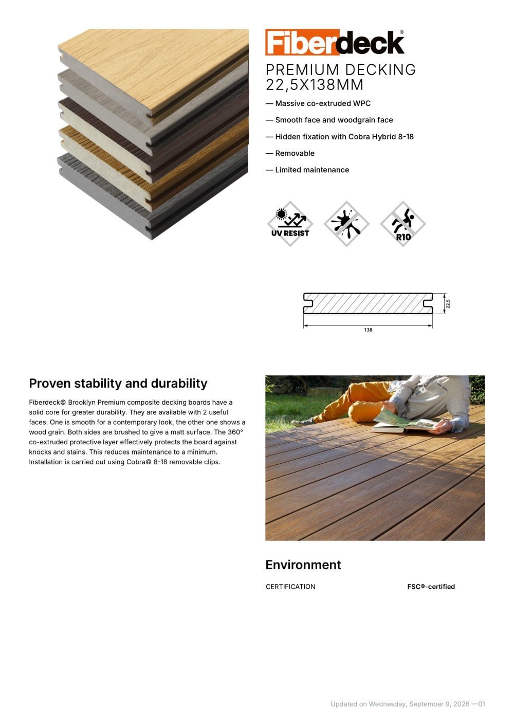 PREMIUM decking 22,5x138mm - FIBERDECK