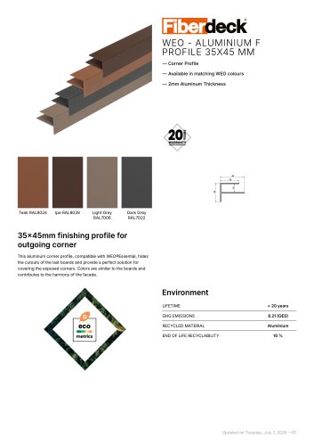 WEO - Aluminium F Profile 35x45 mm