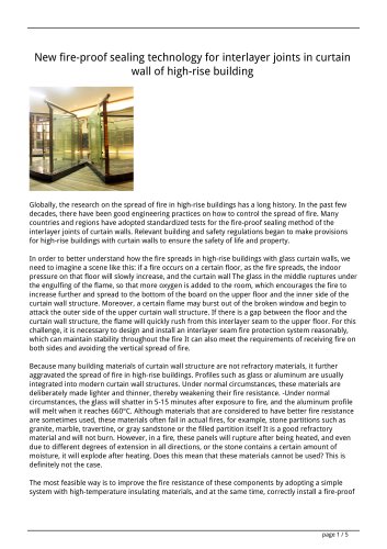 New fire-proof sealing technology for interlayer joints in curtain wall of high-rise building