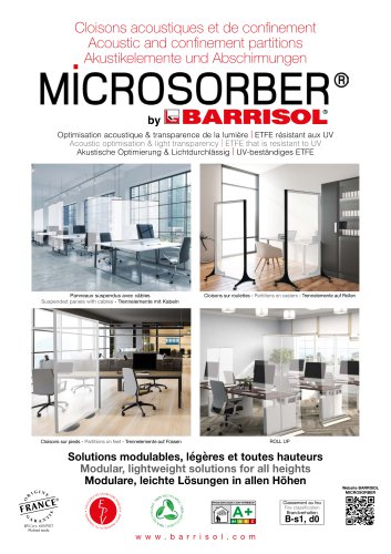 Acoustic and confinement partitions MICROSORBER® by BARRISOL®