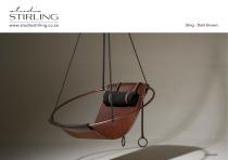 Studio Stirling Dark Brown Leather Sling Hanging Chair - 1