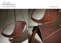 Studio Stirling Dark Brown Leather Sling Hanging Chair - 2