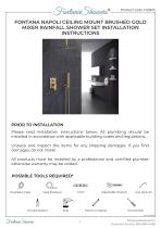 FONTANA NAPOLI CEILING MOUNT BRUSHED GOLD MIXER RAINFALL SHOWER SET INSTALLATION INSTRUCTIONS - 1