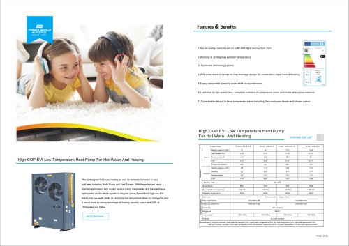 High COP EVI Low Temperature Heat Pump For Hot Water And Heating