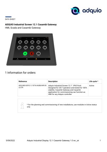 ADQUIO Industrial Screen 12.1 Casambi Gateway