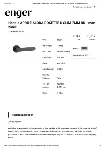 Handle APRILE ALORA ROSETTE R SLIM 7MM KG - matt gold