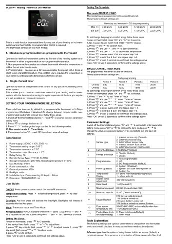Breeze BC205W Datasheet