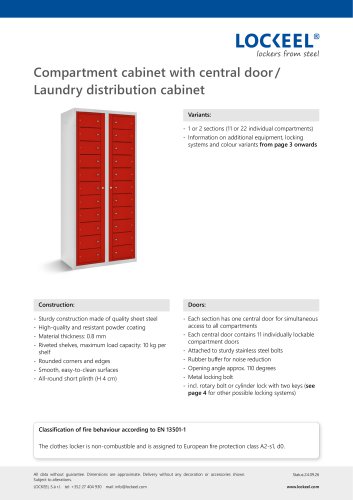 Compartment cabinet with central door