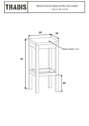 Bar stool L35, solid wood