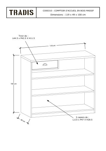 WOODEN SHOP COUNTER WITH DRAWER
