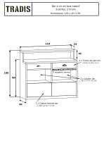Wooden wine bar, 2 doors, 2 drawers Solid wood-1