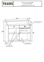 Wooden wine bar, 2 drawers, wine glass hanging rack - Solid wood-1