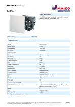 Product data sheet Fan insert ER 60 - 1