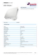 Product data sheet Small room fan ECA 150 ipro - 1