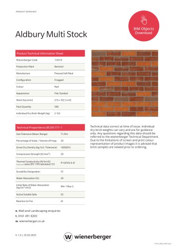 Aldbury Multi Stock Product Datasheet
