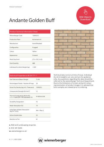 Andante Golden Buff Product Datasheet