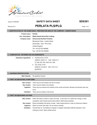 Perlata safety data sheet 