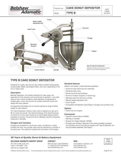 Type B Cake Donut Depositor