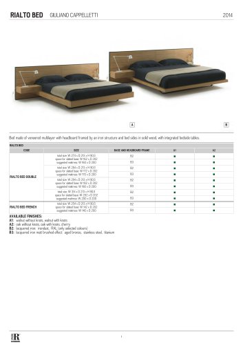 scheda tecnica rialto bed