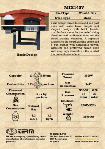 Wood & Gas Oven: MIX140V