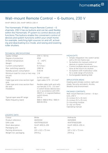 HmIP-WRC6-230, HmIP-WRC6-230-A
