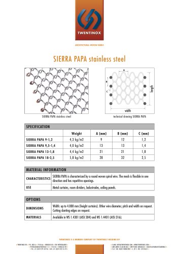 SIERRA PAPA stainless steel