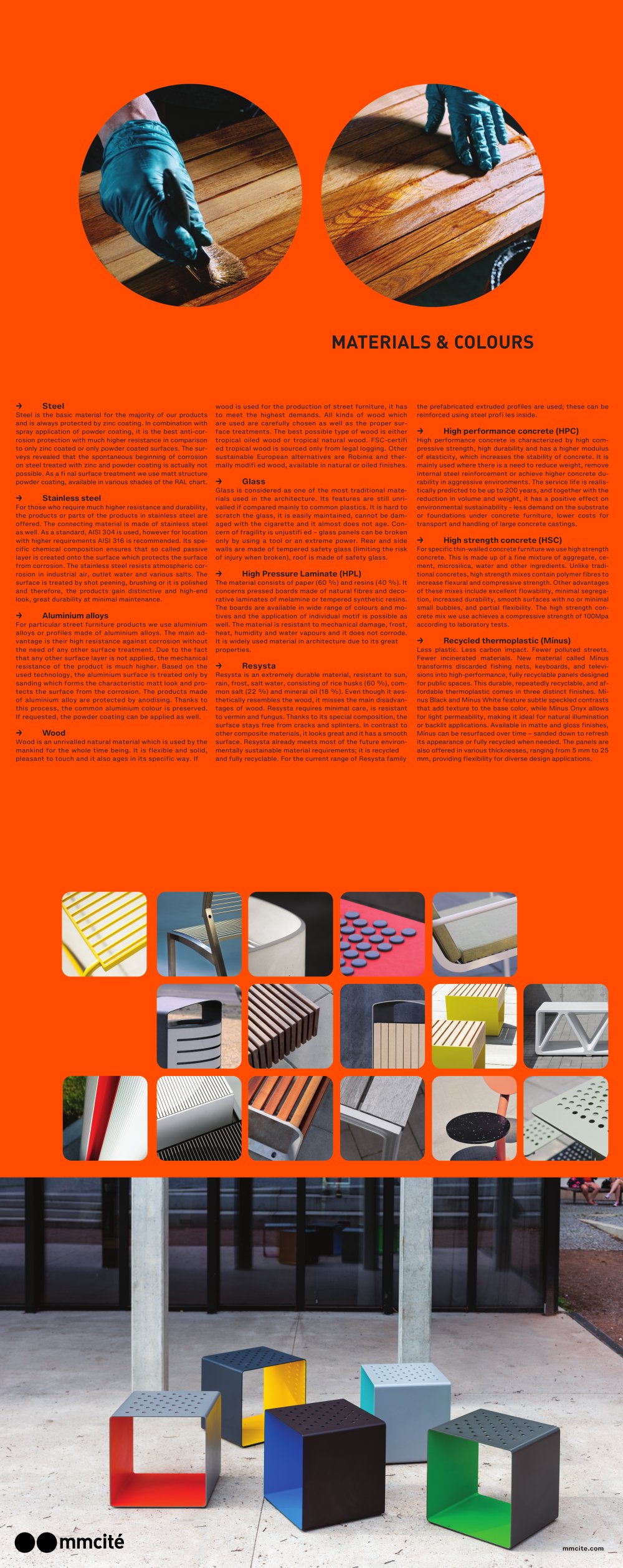 MATERIALS & COLOURS - mmcit&eacute; street furniture