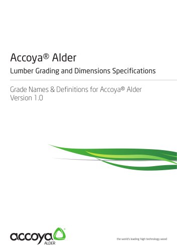 Accoya® Alder Lumber Grading and Dimensions Specifications