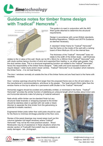  Guidance notes for timber frame design  with Tradical ®  Hemcrete