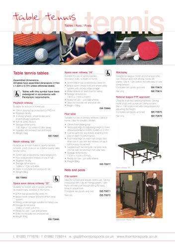 Table Tennis Equipment -