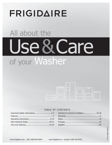 All about the Use & Care of your Washer