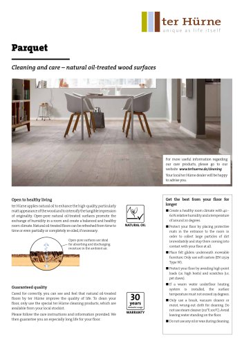 Parquet : Cleaning and care – natural oil-treated wood surfaces