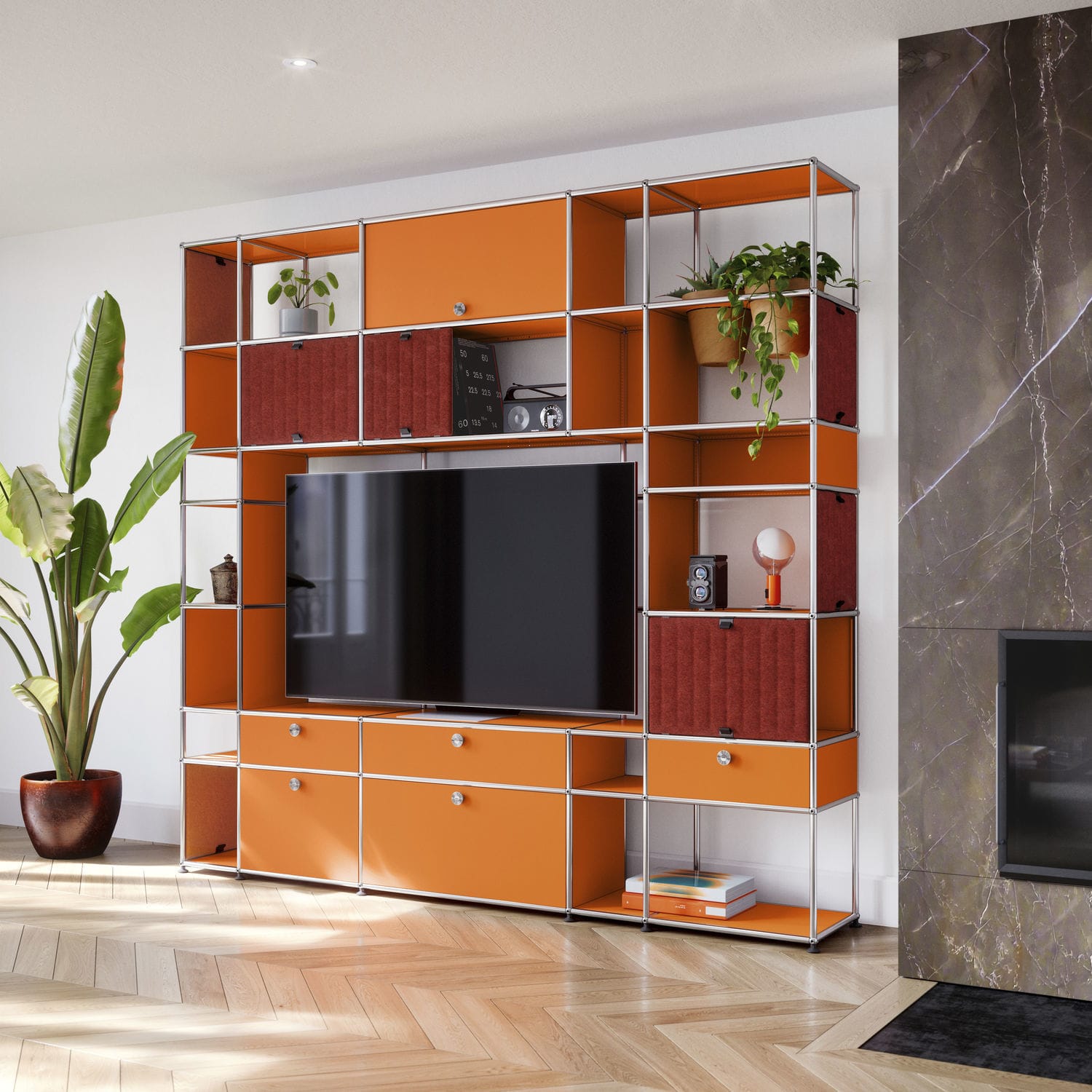 Rack de TV contemporâneo - USM Haller Soft Panel – Red - USM Modular ...