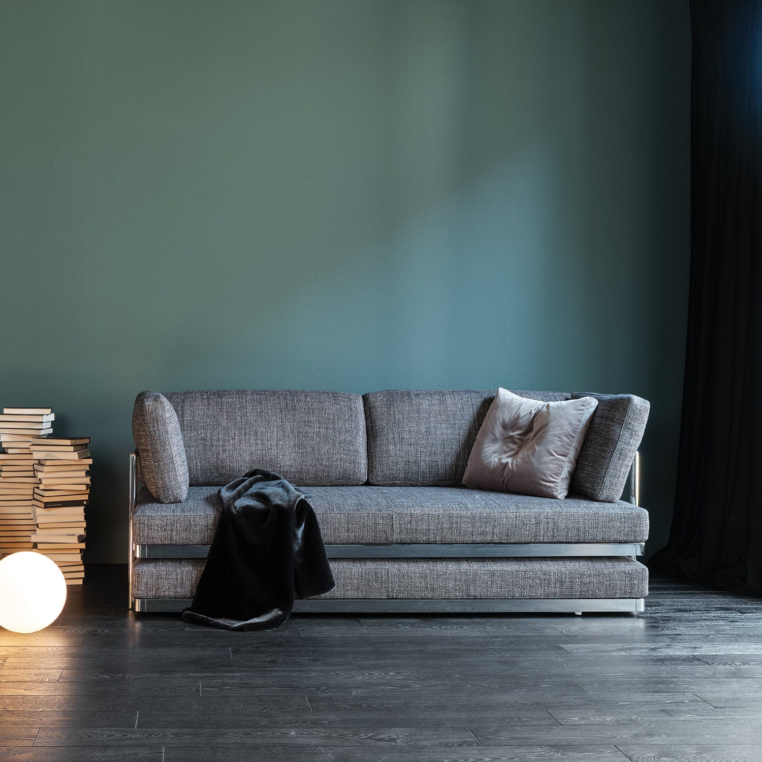 Sofácama TWIN Mussi Italy cinza / branco / em tecido