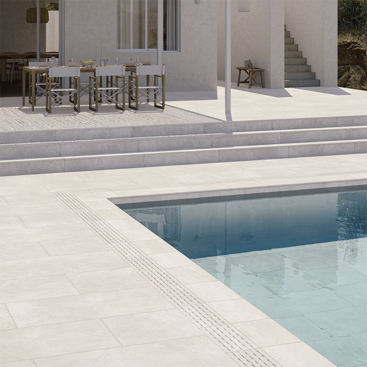 Borda de piscina em grés porcelanato - Cerámica Mayor - antiderrapante