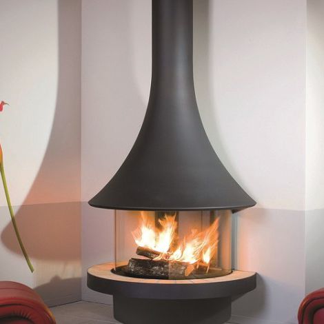 Lareira A Gás Stand Alone 75x65 Curve Ortal Usa Contemporânea Fechada De Piso - Indoor Gas Fireplaces Freestanding